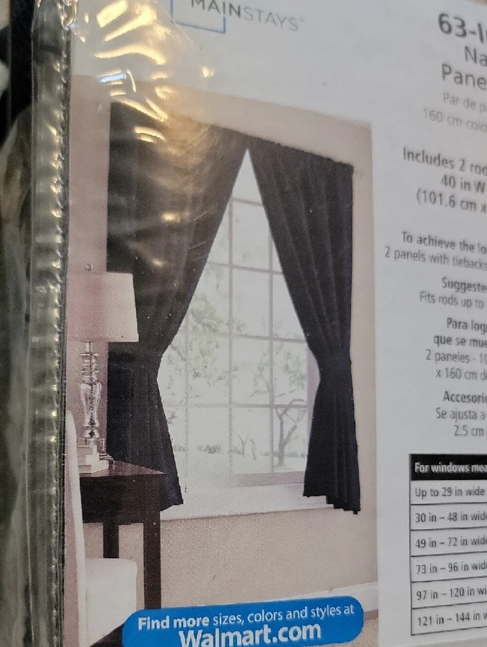 N̈EW Mainstays Navy Curtain Panel Pair 63